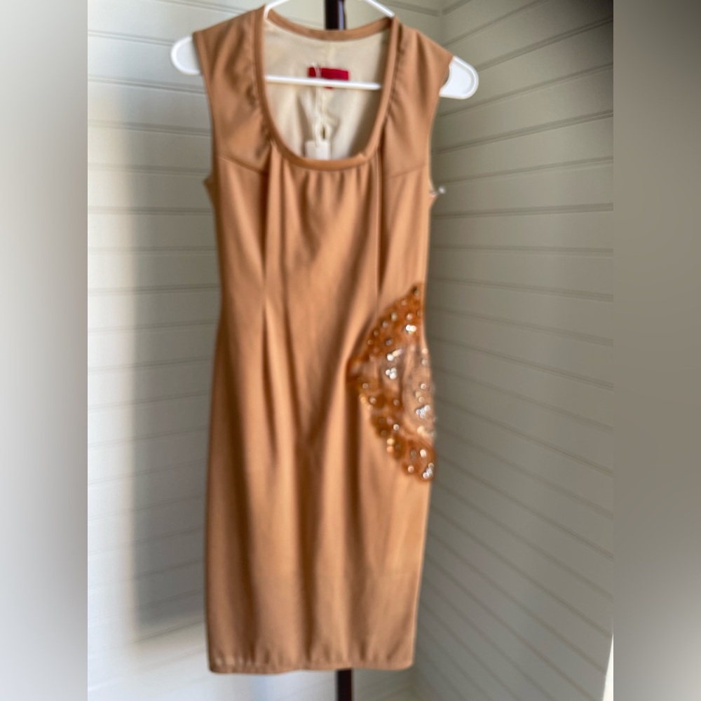 NWT Carmelita Couture Tan Sleeveless Dress